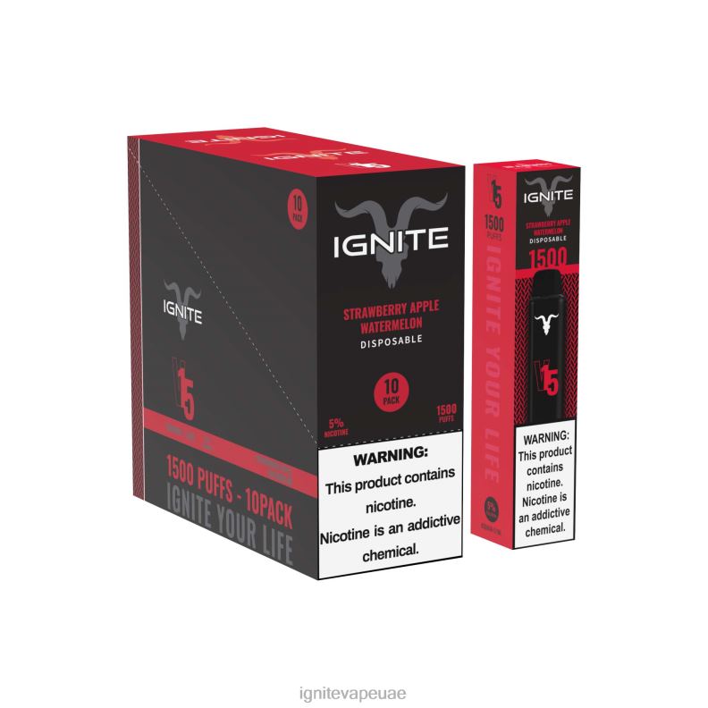 IGNITE V15 قلم فيب 10 عبوات Ignite Abu Dhabi الفراولة التفاح البطيخ L02XV104