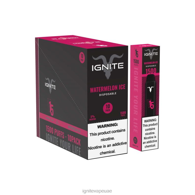 IGNITE V15 قلم فيب 10 عبوات Ignite Vape Dubai ثلج البطيخ L02XV106