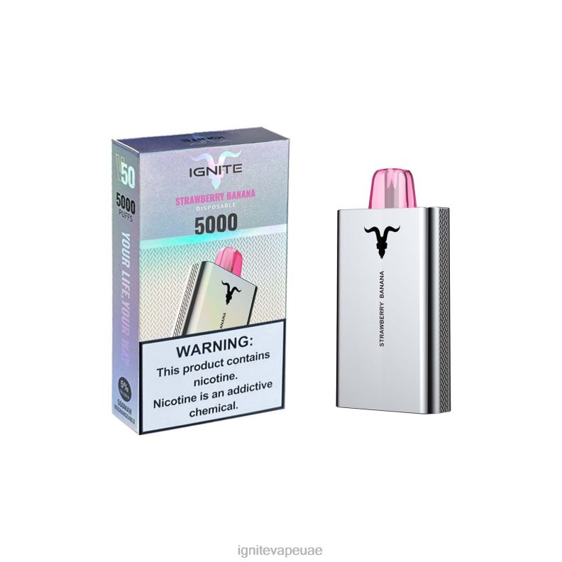 IGNITE V50 قلم vape Ignite UAE Vape الموز بالفراولة L02XV161